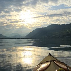 Faltboot im Sonnenuntergang