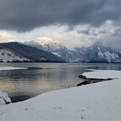 Schnee am Ufer des Vierwaldstättersees
